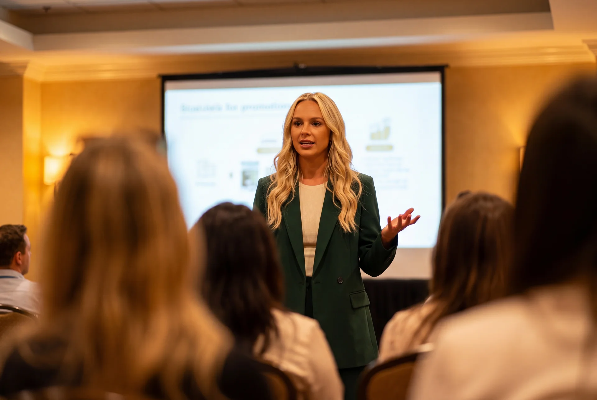 Katie teaching a live masterclass to an audience